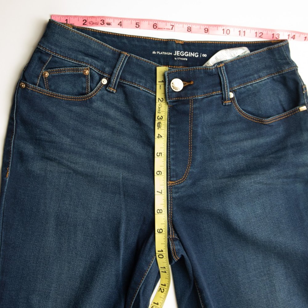 Chico's Platinum Jeggings Spandex Denim Stretch Pull On Blue Size 00 P (XS) New - Picture 7 of 8